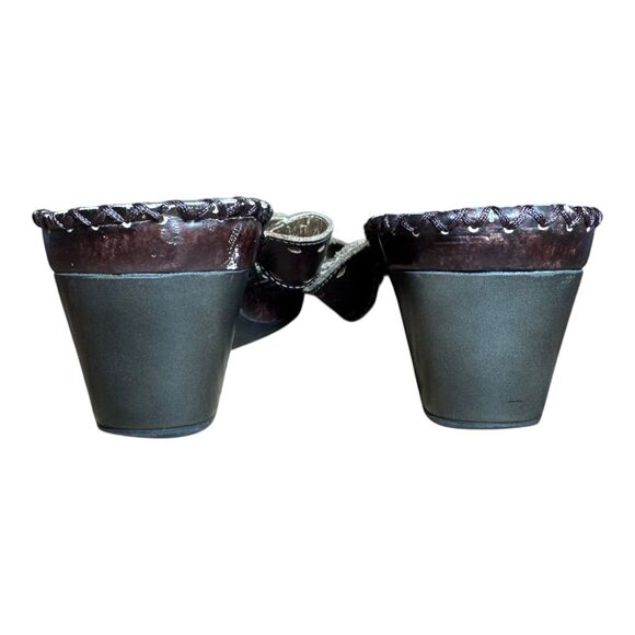 Women’s 38 Spring Step L’Artiste Tamara Leather Wedge Sandals Blue Brown Floral - Picture 3 of 9